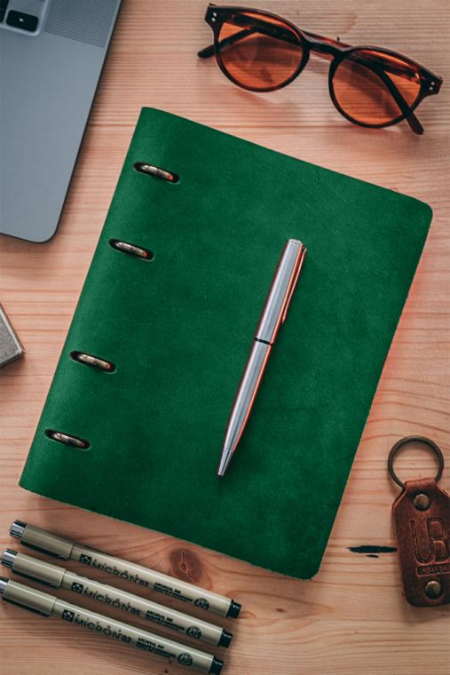 Agenda din piele naturala The Notebook by URBAN BAG dimensiune A5 - Verde