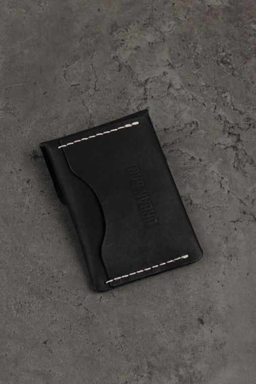 Portcard din piele naturala URBAN BAG Flip – Negru