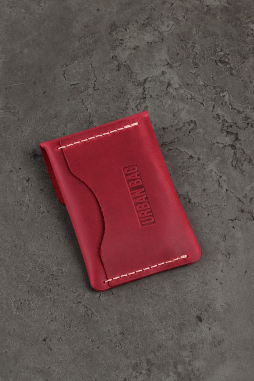 Portcard din piele naturala URBAN BAG Flip – Rosu