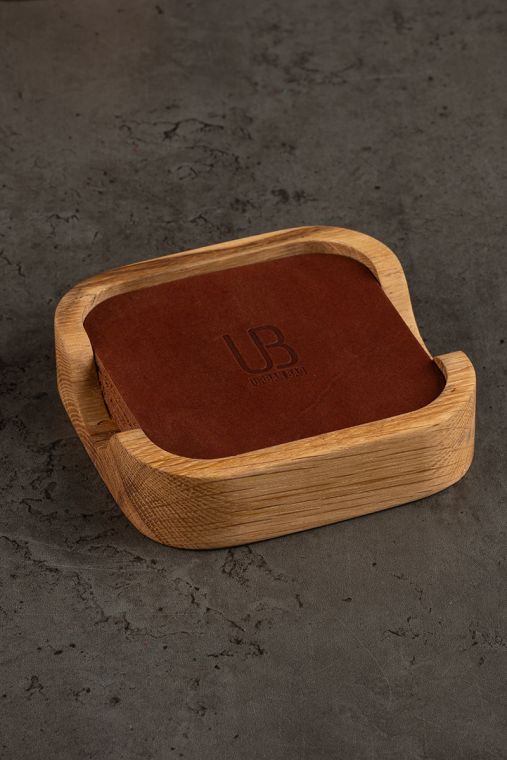 Coaster patrat URBAN BAG din piele naturala - Maro