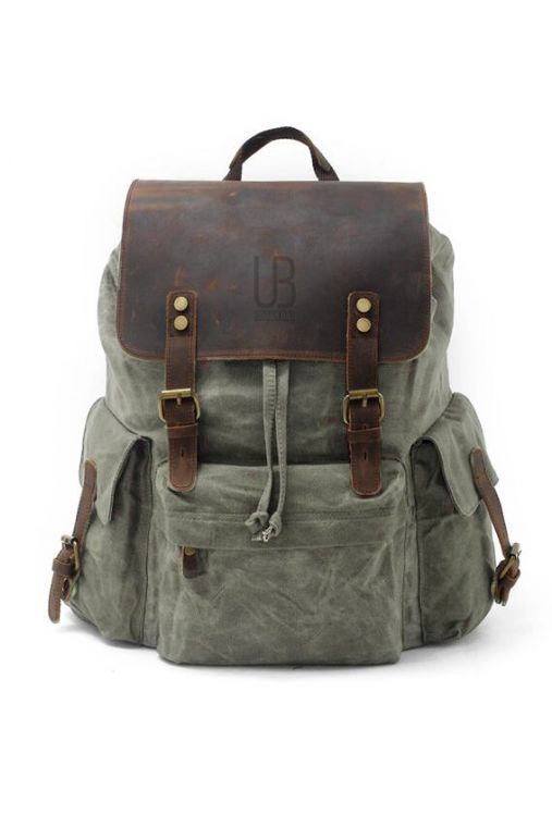 Geanta de umar din piele naturala si material textil URBAN BAG Goteborg – Verde