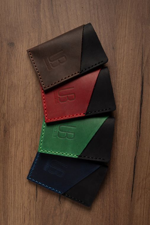 Portcard din piele naturala URBAN BAG Twice - Negru/Maro