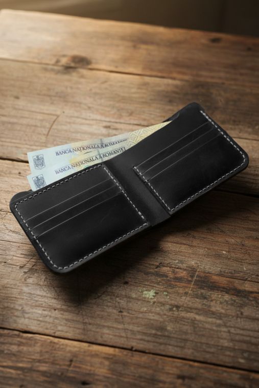 Portofel handmade din piele naturala URBAN BAG Concept 2 PLUS – Negru