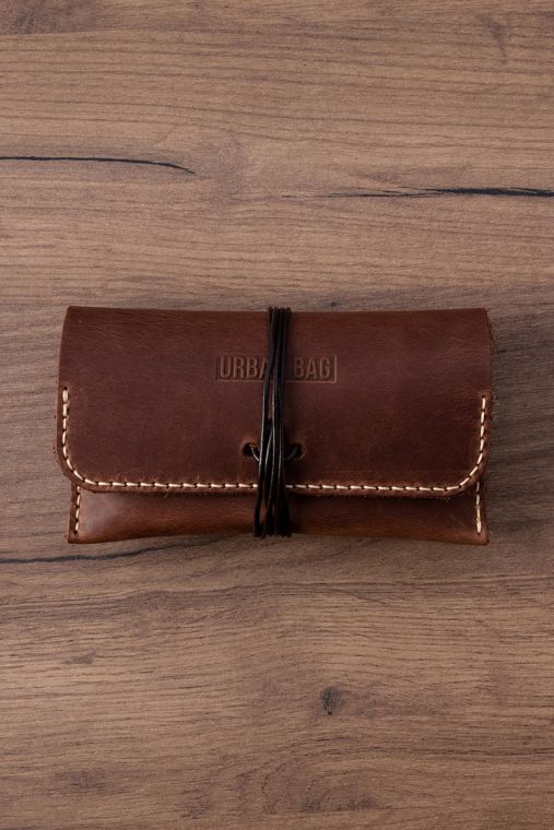 Portofel pentru tutun handmade din piele naturala URBAN BAG The Pouch - Maro