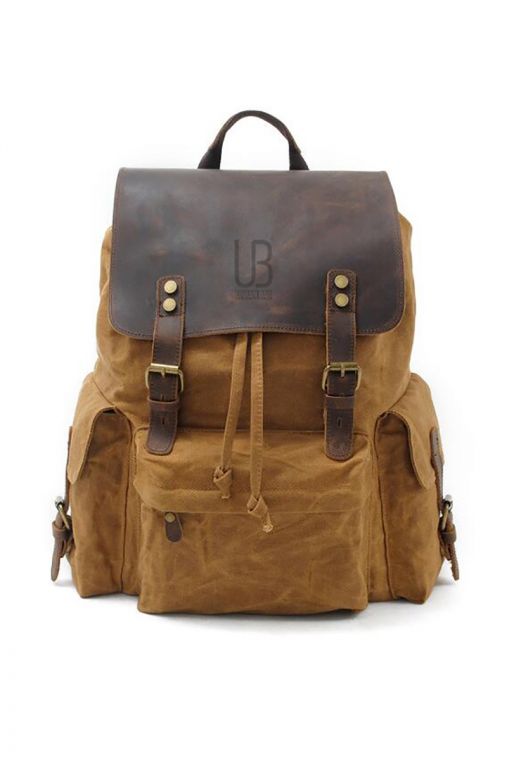 Rucsac din piele naturala si material textil cerat URBAN BAG Mantova