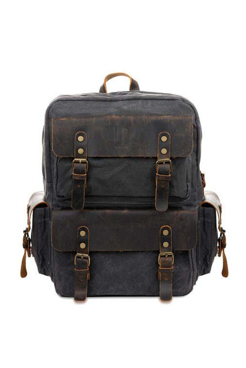 Rucsac din piele naturala si material textil cerat URBAN BAG Oslo