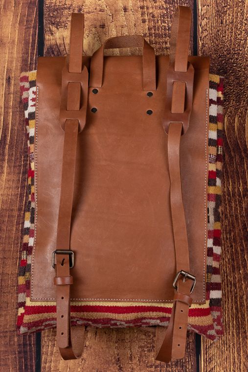 Rucsac handmade din piele naturala si material textil URBAN BAG The Anca