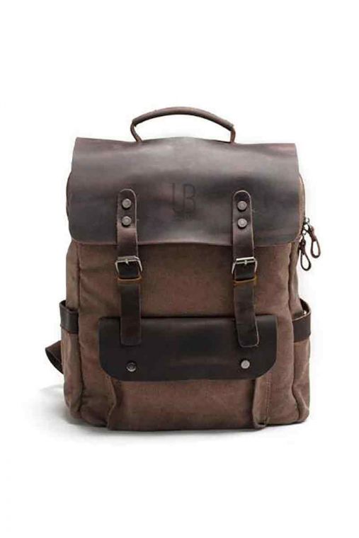 Rucsac din piele naturala si material textil URBAN BAG Otto – Coffee