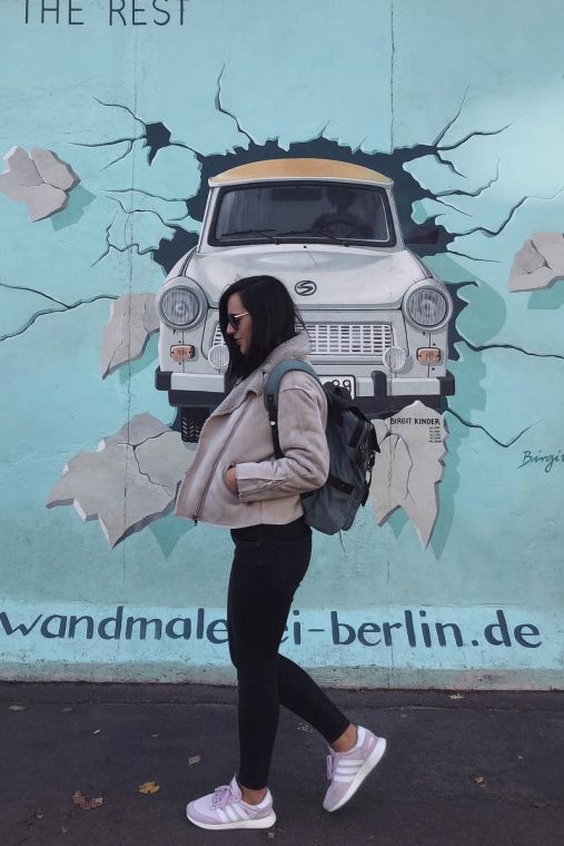 Rucsac din piele naturala si material textil URBAN BAG Otto – Bleu Ciel