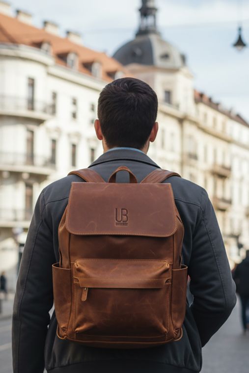 Rucsac din piele naturala URBAN BAG Chelsea - Maro Deschis