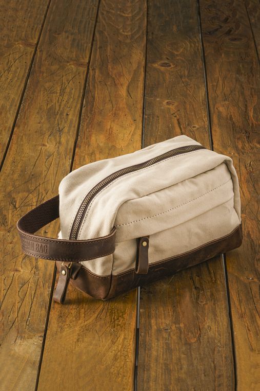 Toiletry bag din piele naturala si material textil URBAN BAG Journey - Bej